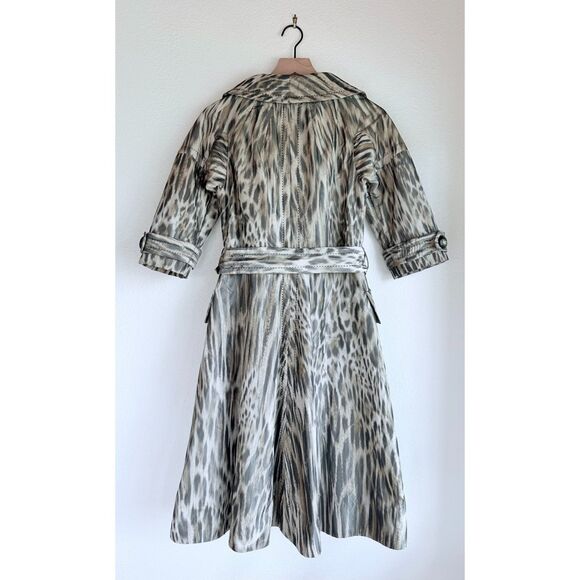 NEW SAMPLE Byron Lars Beauty Mark Warp Leopard Print Button Front Trench Coat 2 - Picture 3 of 9